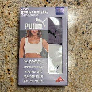 PUMA Women's Seamless Sports Bra 2-Pack - Lavender and White